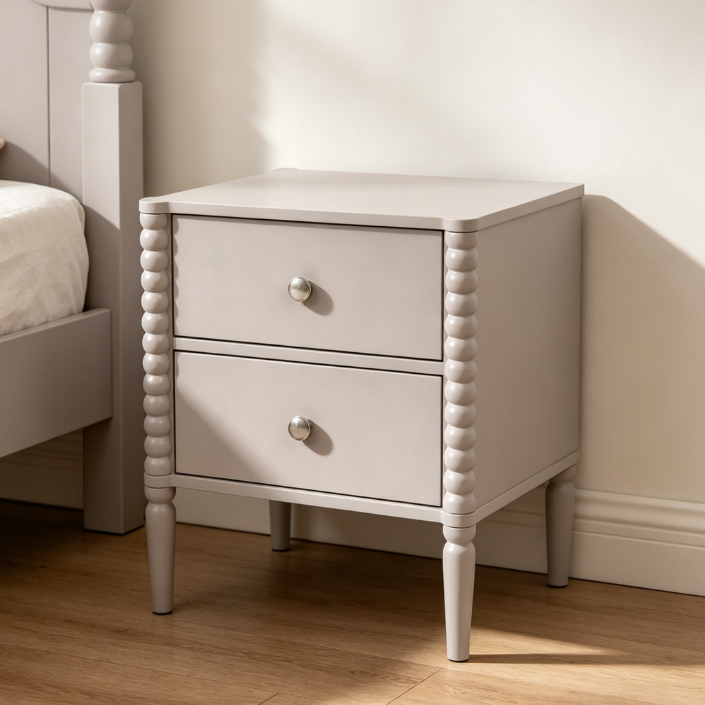 19.69"W 2-Drawer Nightstand Silver Handles Kashmir MDF